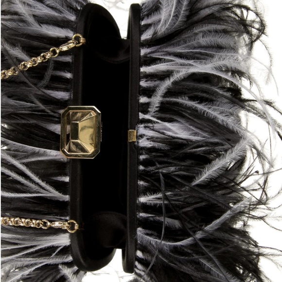Giambattista Valli Bicolor Ostrich Feather Satin Clutch - Picture 4 of 4
